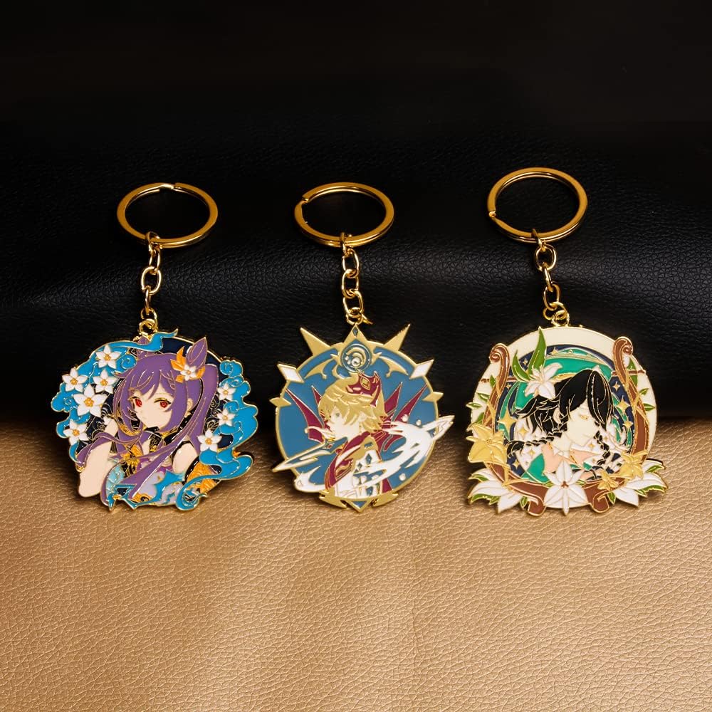 SONGCHANGJEWELRY Genshin Impact Cosplay Keychains - Multiple Game Figure - Genshin Impact Quality Gifts for Men Women Fans