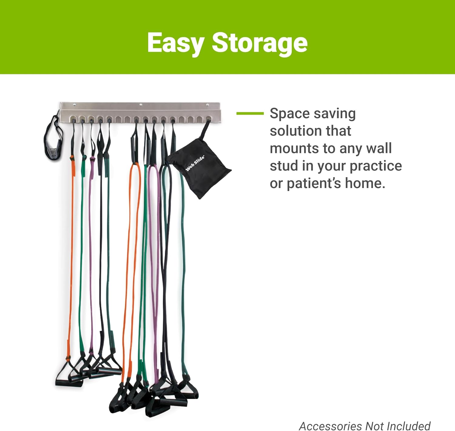 Web Slide-Storage Rack - Stainless Steel - 16 Slots - Perfect for Organizing - Physical Rehab Equipment Storage for Clinic, Home, or Gym