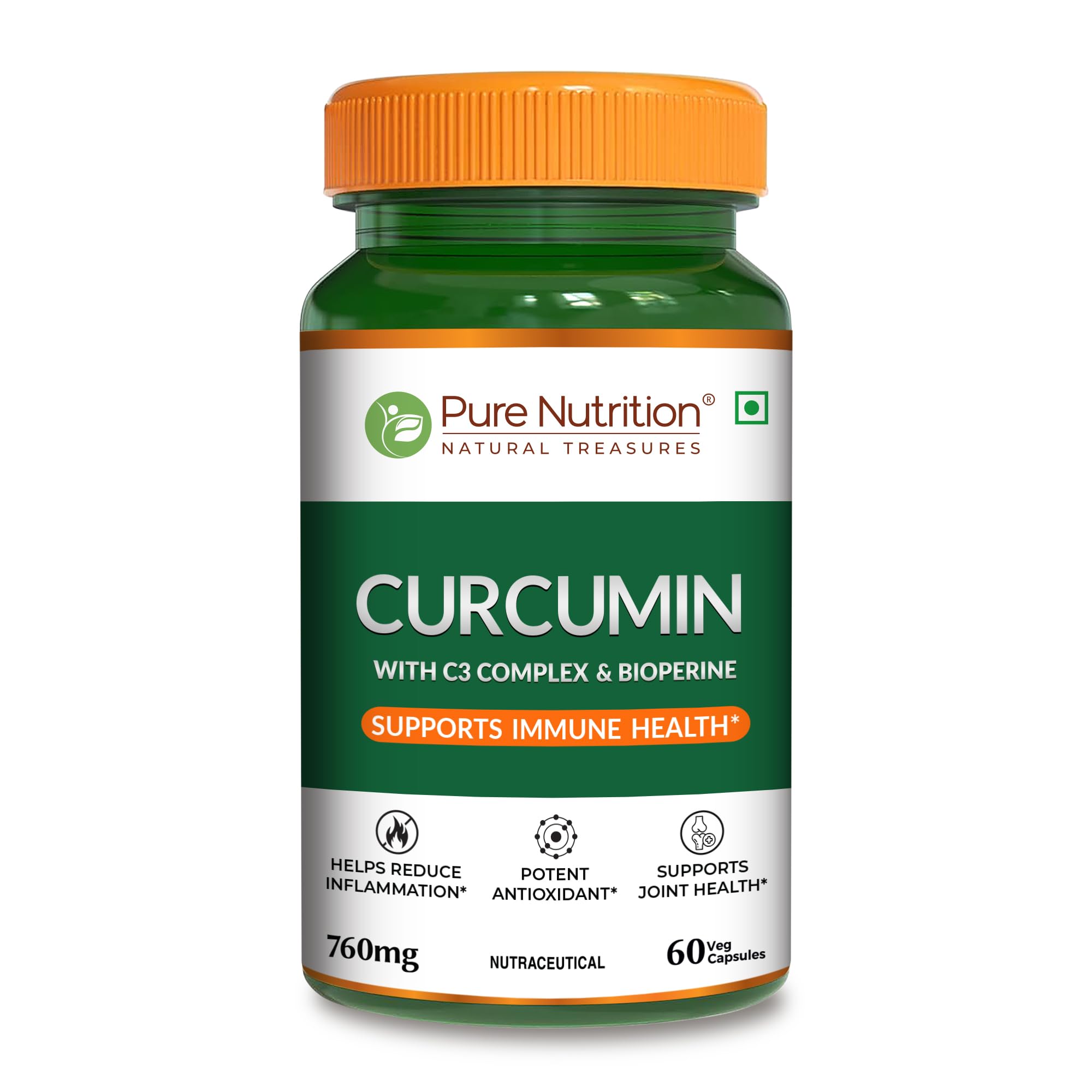 pure nutrition naturals Pure Nutrition Curcumin with C3 Complex (Curcuminoids 95%), Bioperine™(Piper Nigrum), Amla & Sunthi Extracts | Fights Inflamation, Relieves Joint Pain, Rich in Antioxidants | 60 Veg Capsules-picture-38