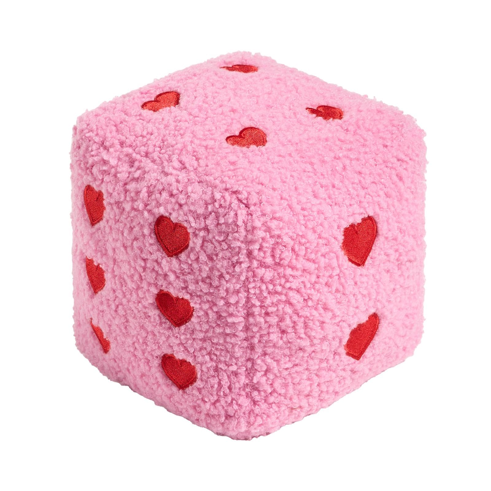 Ohs Pink/Red Heart Print Dice Door Stops Indoor, Soft Boucle Fabric Decorative Door Stops For Home And Office Cube Doorstop Weighted Home Interior Doorstop Stopper Floor Decorative,