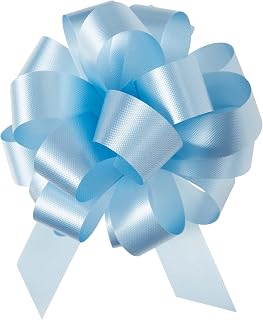 Berwick Offray The Perfect Bow Flora-Satin 4" Diameter X 18 Loops Wide Ribbon-50 Pieces/Reel Pull, 3/4", Blue