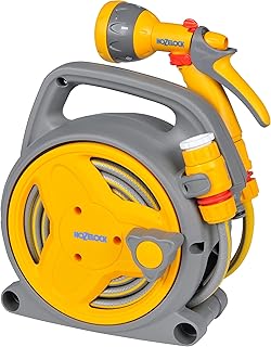 HOZELOCK - Mini Reel "Pico Reel" 10m : Ideal for Patios, Balconies and Small Gardens, Compact Streamlined Reel, Effortless Rewinding, Supplied with 1 Multi Spray Gun: Ready to Use [2425 0000]