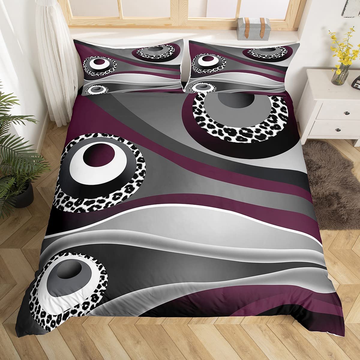 Couvre-lit Abstrait Super King en Parure de Lit Trippy Stripe Moderne