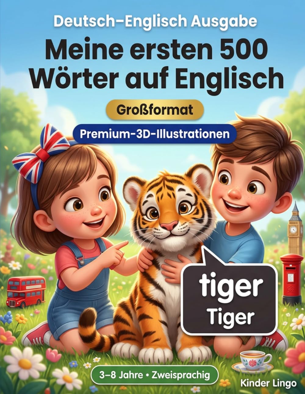 Meine ersten 500 Wörter auf Englisch: Ein zweisprachiges 3D-Bildwörterbuch für Kinder von 3–8 Jahren | Erstes Vokabular für Kleinkinder, Vorschule, Kindergarten und junge Lerner