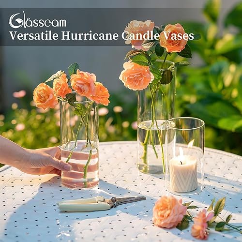 Miniatura 4 de Glasseam Juego de 6 jarrones cilíndricos transparentes, modernos jarrones de vidrio para centros de mesa, jarrones flotantes para decoración,