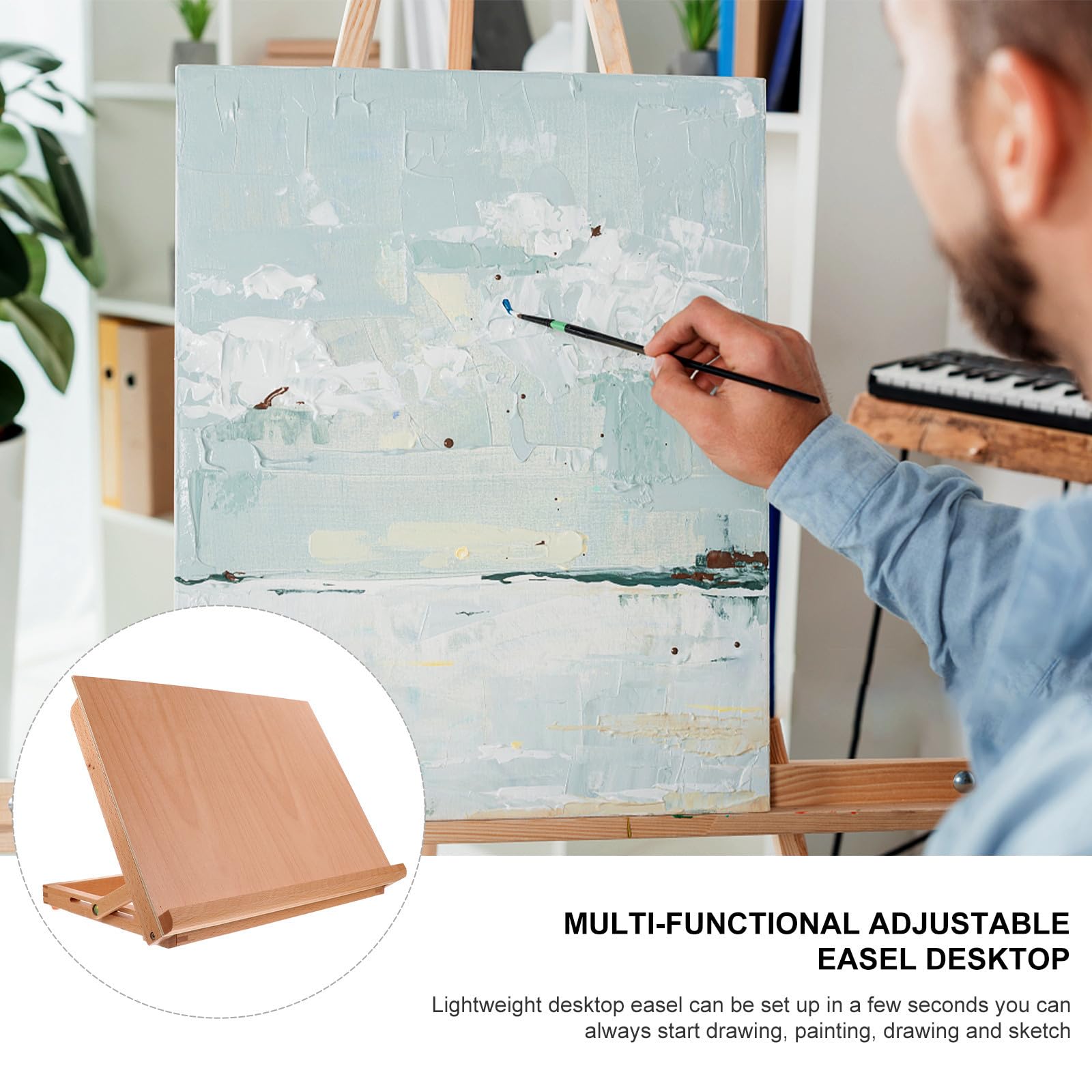 Caballete de Mesa de Madera Ajustable para Dibujo y Pintura, Plegable y Versátil, Adecuado para Estudiantes y Principiantes Hogar