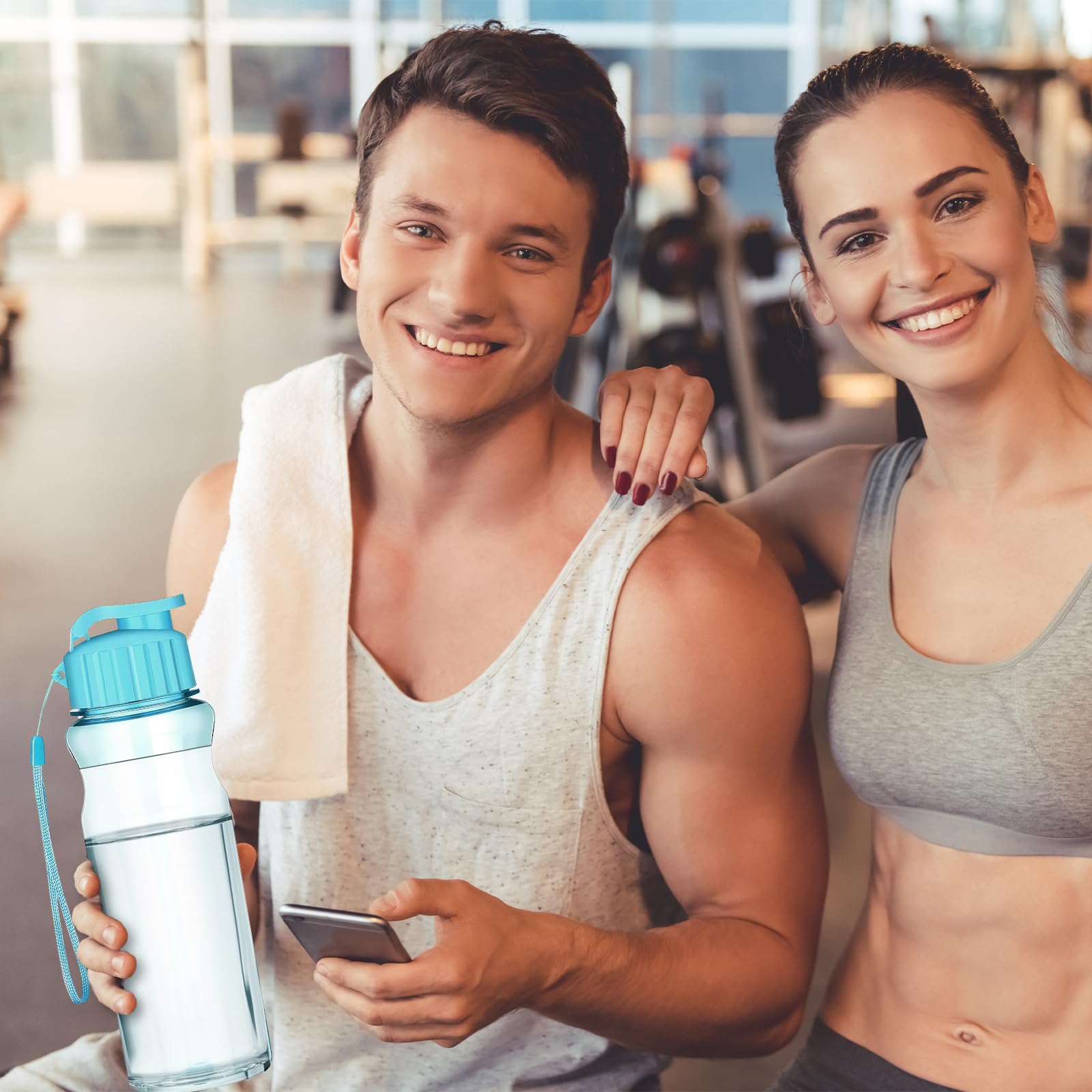 Confezione da 12 borracce da 550 ml, per sport, con tappo a ribalta, leggere, per scuola, fitness, palestra, yoga, ciclismo, senza BPA e tossiche