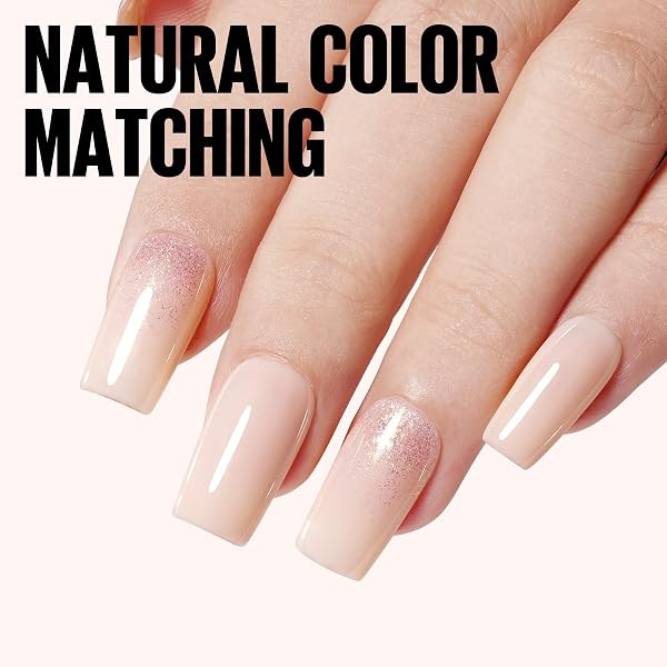 TOMICCA Semi-Permanent Nude Pink Nail Polish, 10 ml Soak Off UV LED Nail Polish Semi-Permanent Nude Clear for Nail Art French - 3