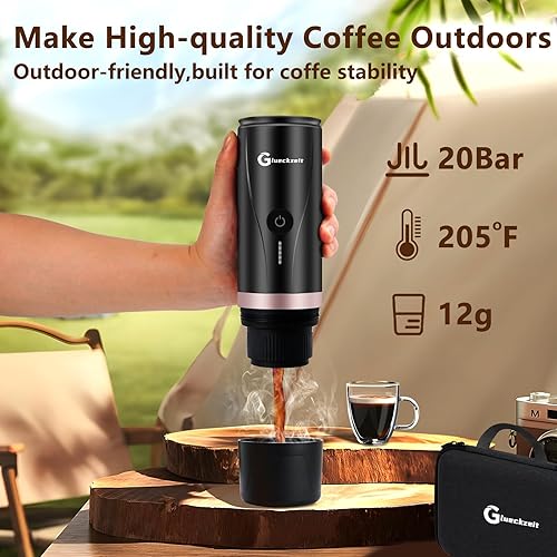 Miniatura 9 de Cafetera eléctrica portátil negra para café expreso, autocalentadora para viajes en automóvil, para acampar con tipo C, adecuada para café molido y