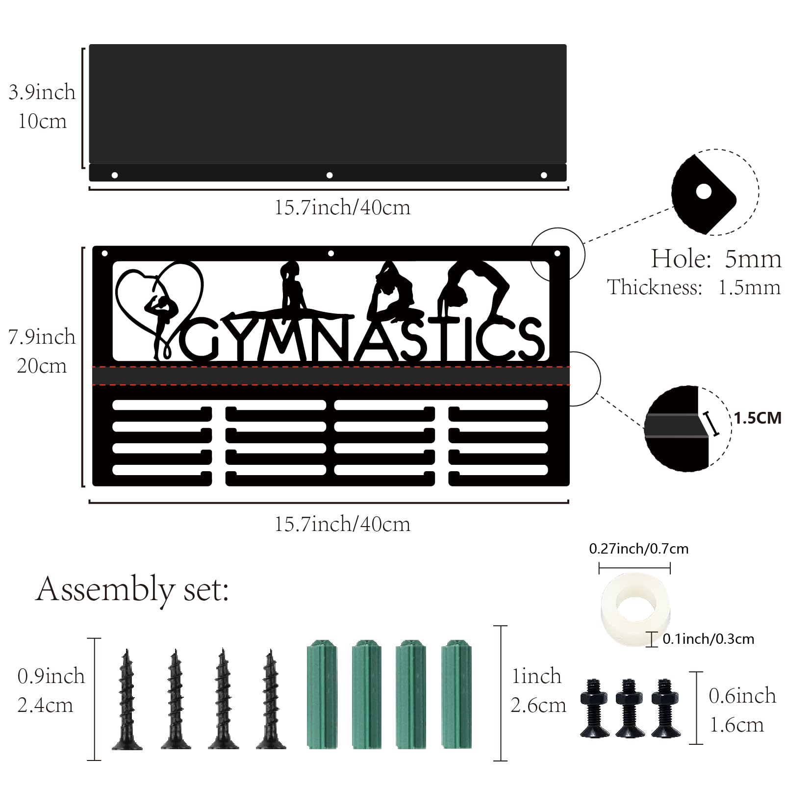 CREATCABIN Colgador Medallas Gimnasia Estante para Trofeos 40x20x10cm Metal