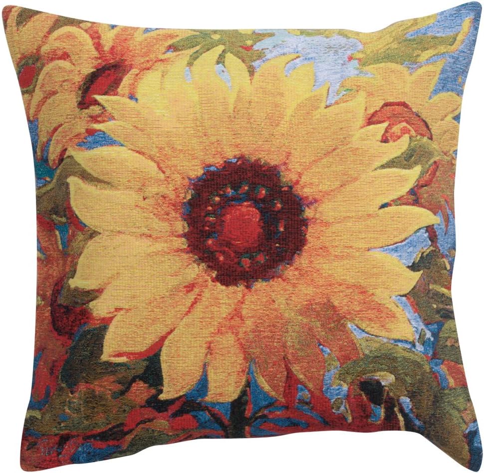 C Charlotte Home Furnishings Inc Dancer I Square Throw Pillow Cover - 21 X 21 Decorative Boho Cushion Case for European Cotton Room Decor Jacquard Belgian Woven Cushion for Living Room