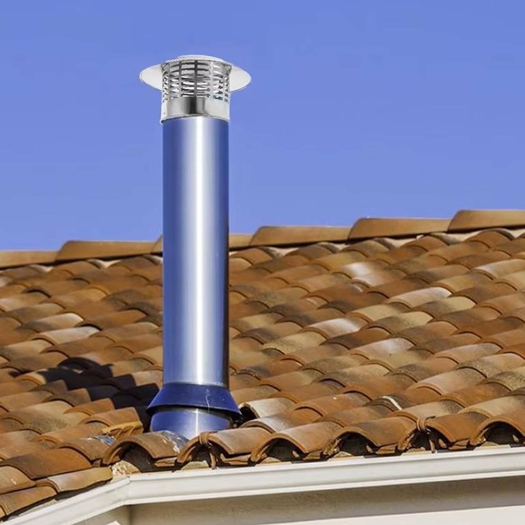 160mm Chimney Cap, Stainless Steel Vent Cover Windproof Roof Exhaust Pipe Vent Mesh Protector Cap - Image 2