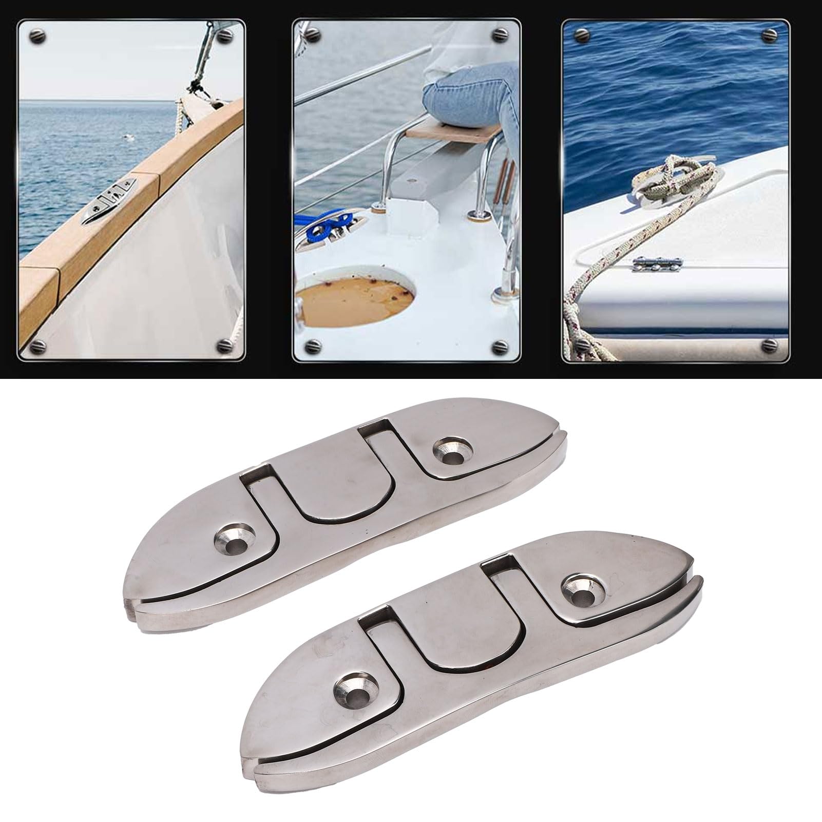Galloccia Pieghevole per Barca, Bitte a Scomparsa 6 Pollici, for | Acciaio Inox 316 Marino, Antiruggine, Lucido, per Kayak, Moli e Spazi Stretti
