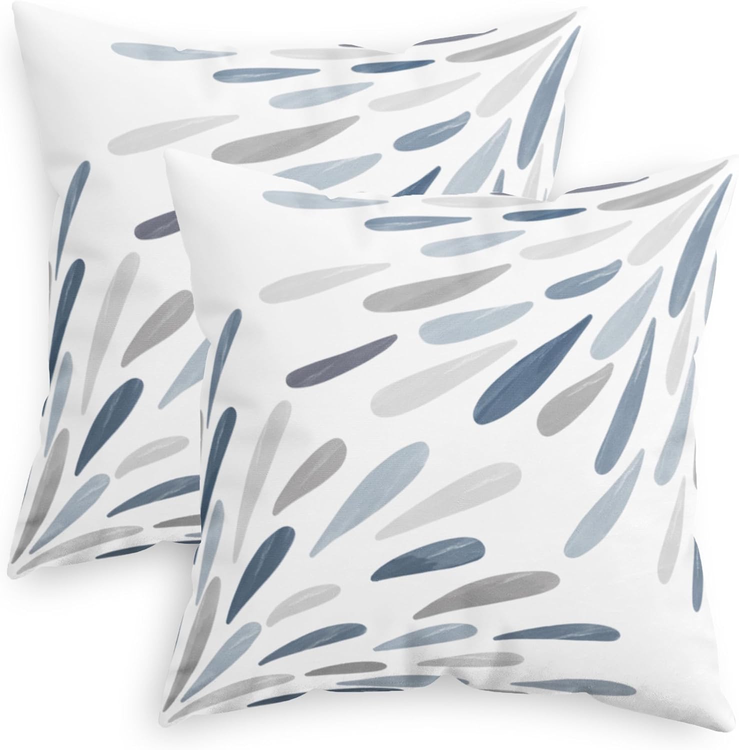 CaliTime Throw Pillow Cases Pack of 2 Cozy Fleece Two-Tone Abstract Symmetrical Raindrop Decorative Cushion Covers for Couch Bed Sofa Farmhouse Decoration 18 X 18 Inches Smoke Blue Grey Smoke Blue Grey 18" x 18" (Pack of 2)
