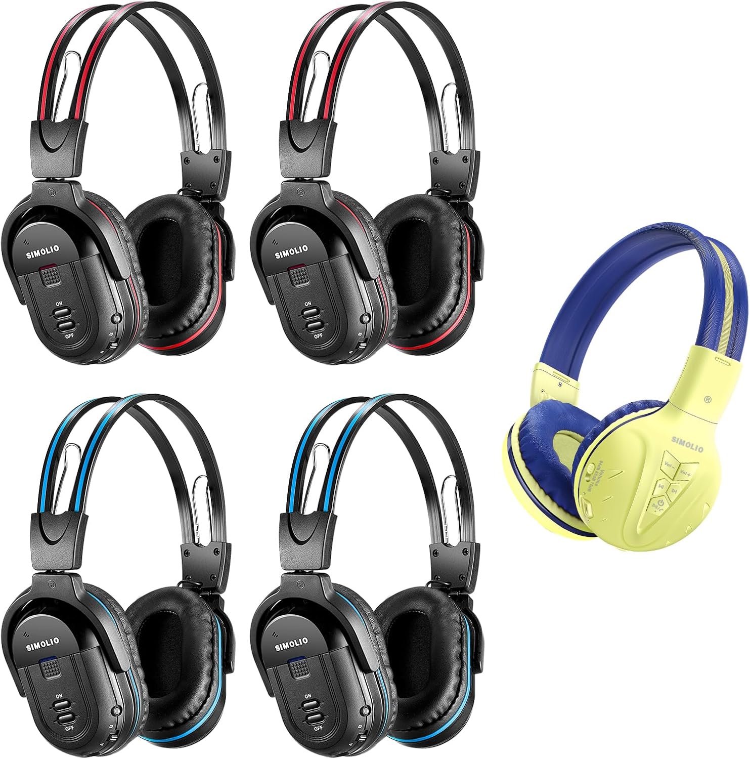 SIMOLIO Wireless IR Headphones for Car DVD and Bluetooth Headphones for Kids, Infrared Headphones Compatible with Honda Odyssey & uConnect VES & Dodge Grand Caravan & Chevy Suburban 2006-2022