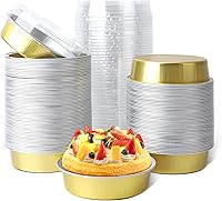 Vista 58 de Beasea Paquete de 20 Moldes para Cheesecake con Tapas, 8 Oz, 4 Pulgadas Moldes Redondos de Papel de Aluminio para Tartas, Contenedor para Muffins