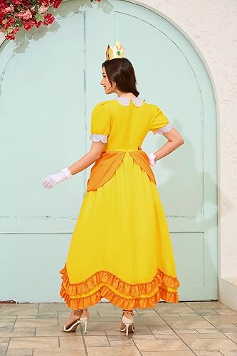 Miniatura 5 de PAINEOMN Vestido de princesa para mujer, disfraz de princesa de Halloween, cosplay, corona, aretes, guantes, traje de disfraz para adultos