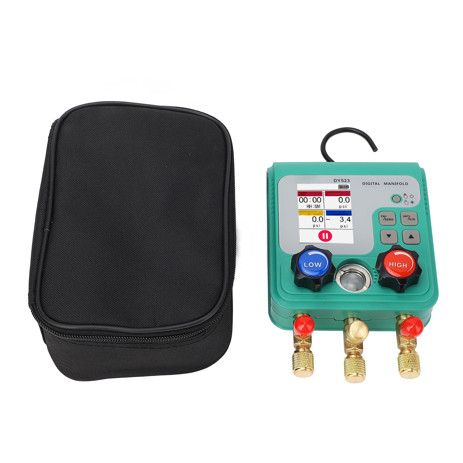 Digital Manifold HVAC Vacuum Pressure and Air Tightness Tester with 32 Bit Digital Processing Unit, Way Pressure Detection for Refrigerator Maintenance, Car AC Repair