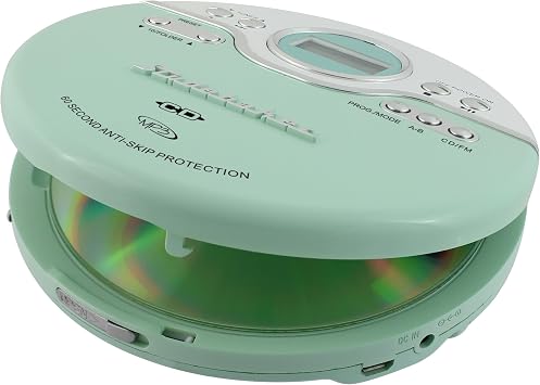 Studebaker SB3703MW Joggable Personal CD/MP3 Player with Audio Book Compatibility, Bookmark Feature and FM PLL Radio - Mint/White