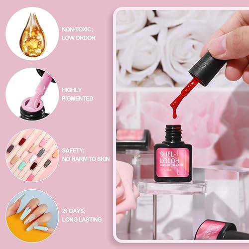 Miniatura 4 de Kit de esmalte de uñas de gel con kit de manicura de gel profesional de 20 piezas colores de otoño lámpara de uñas LED de 36 W base de purpurina