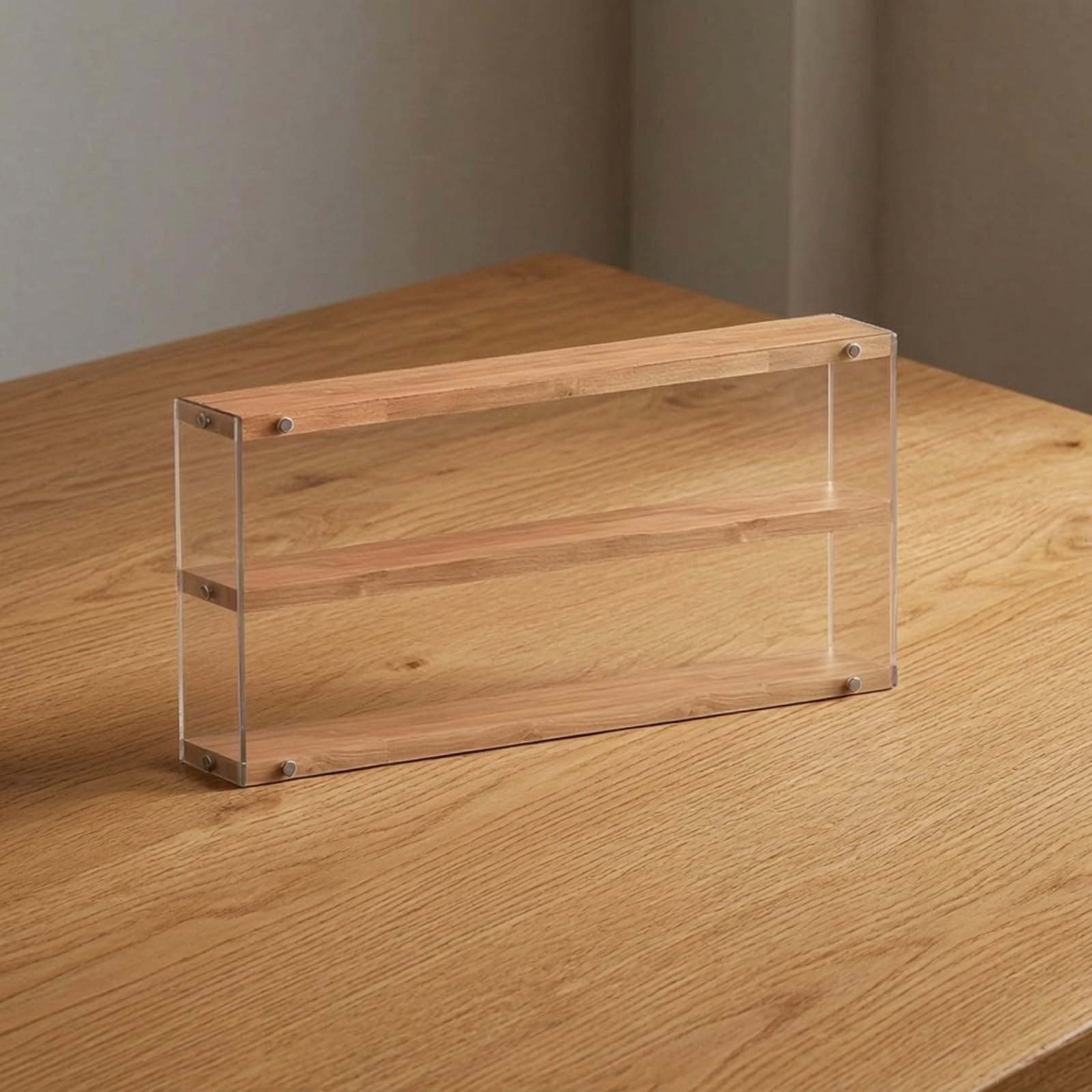 Colcolo Zufallsbox-Figuren-Vitrine aus Acryl staubgeschützt Acryl-Displaybox mit Holzmaserungsregalen hochtransparent Puppenvitrine für Schlafzimmer, Büro, 50CM, 5-Stufig