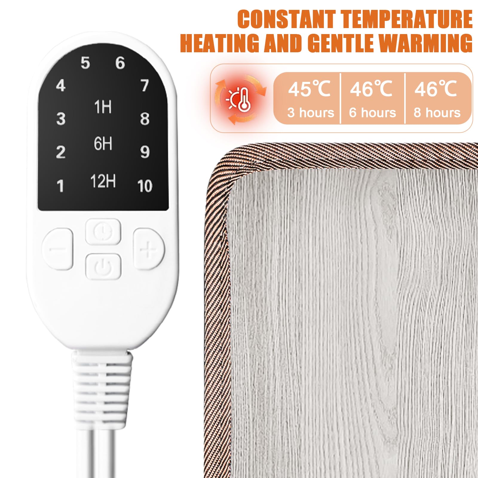 Elektryczny ogrzewacz do stóp: 30 x 50 cm, mata grzewcza z termostatem, podgrzewana mata podłogowa, 10 stopni ogrzewania, antypoślizgowy spód dywanu grzewczego, zapobiega powstawaniu zimnych stóp