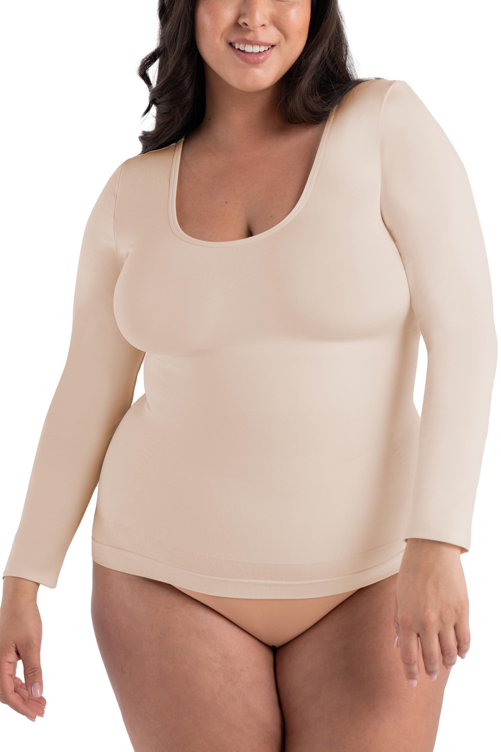 SHAPERMINT Cami Shaper, Womens Long Sleeve T Shirts, Long Sleeve Tops for Women