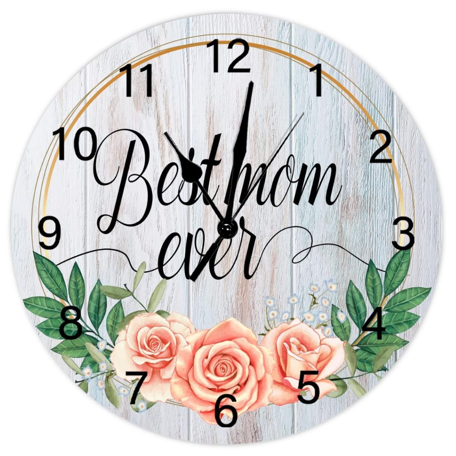 Horloge Best Mom Ever pour cuisine et bureau au style de maison de campagne