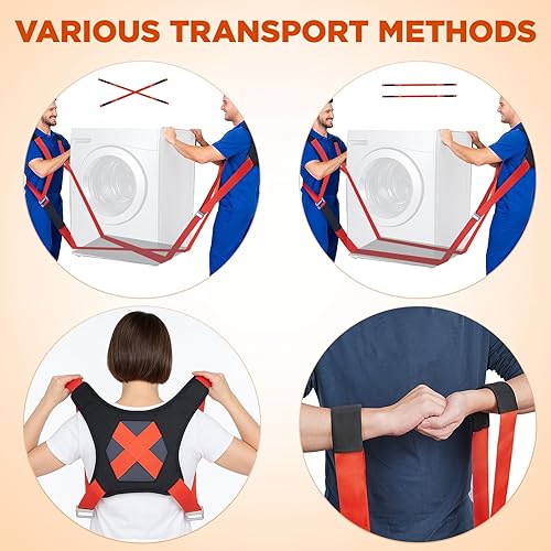 Miniatura 8 de NOCOEX Correas móviles para 2 personas con soporte para la espalda, correas ergonómicas para mover y levantar 2 vehículos, muñeca de hombro móvil