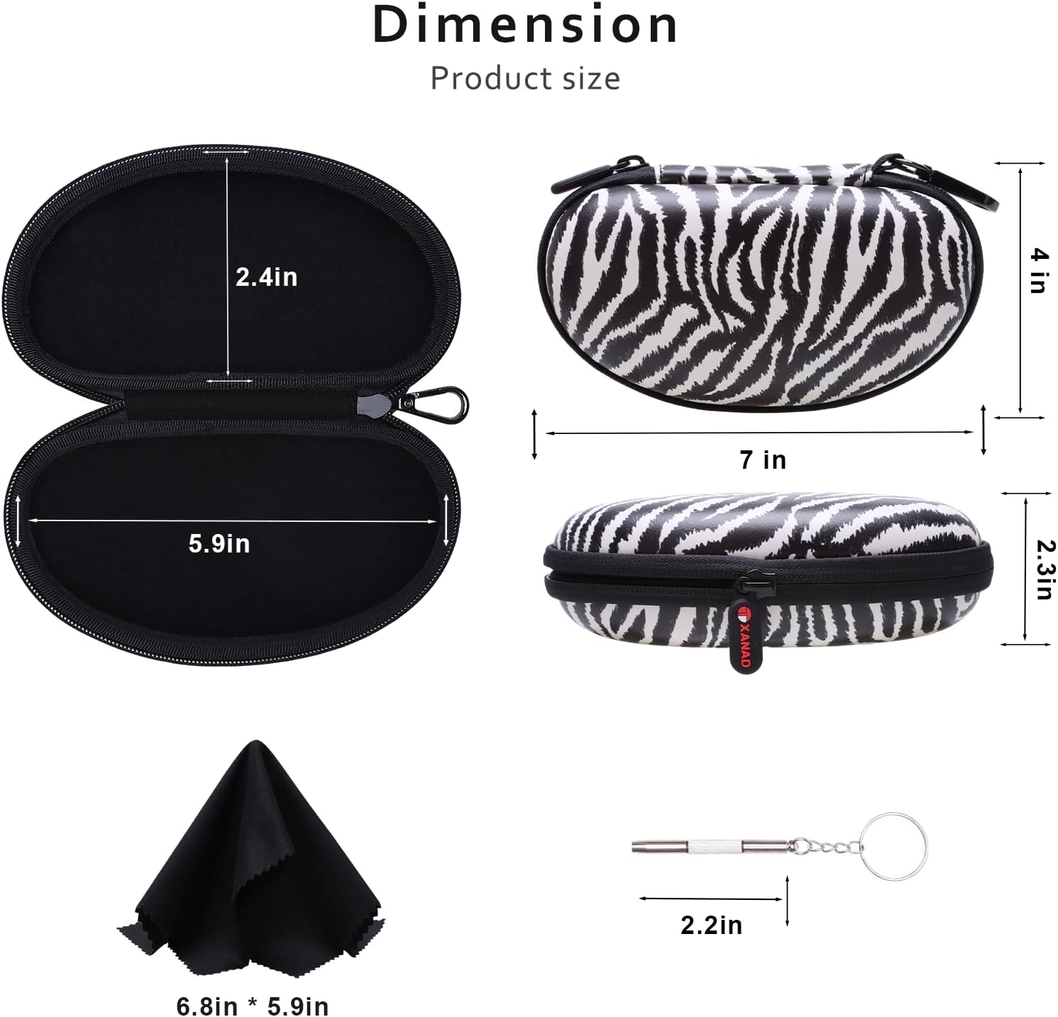 XANAD EyeGlass Case Hard Shell for Sunglasses/Blue Light Glass/Safety Glasses/Reading Glass/Night Driving Glasses(Zebra Pattern)