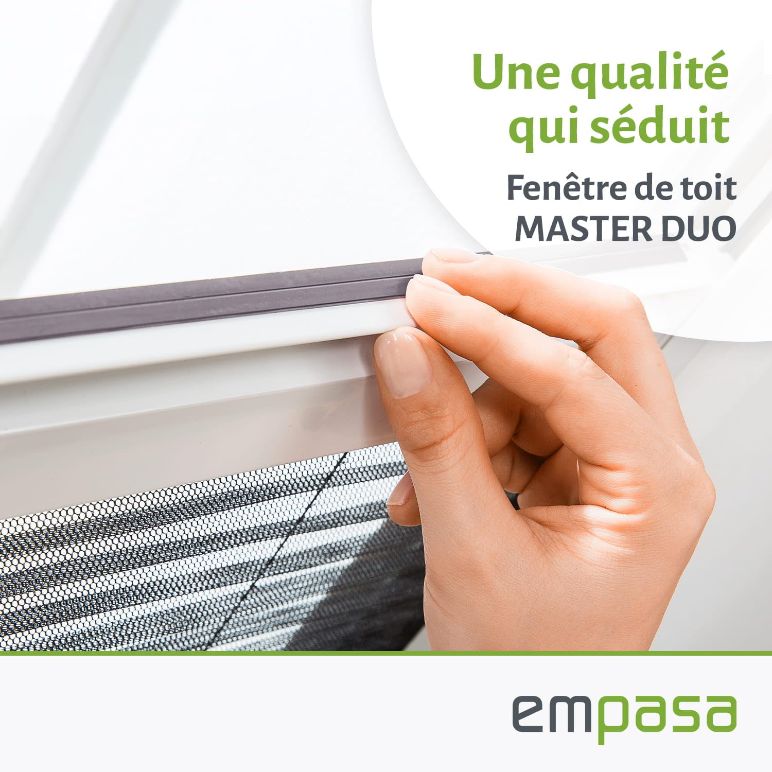 empasa Moustiquaire MASTER DUO Combi Fenêtre de toit plissé, aluminium | Protection solaire, Cadre découpable sur mesure, couleur : blanc, taille : 80 x 160 cm