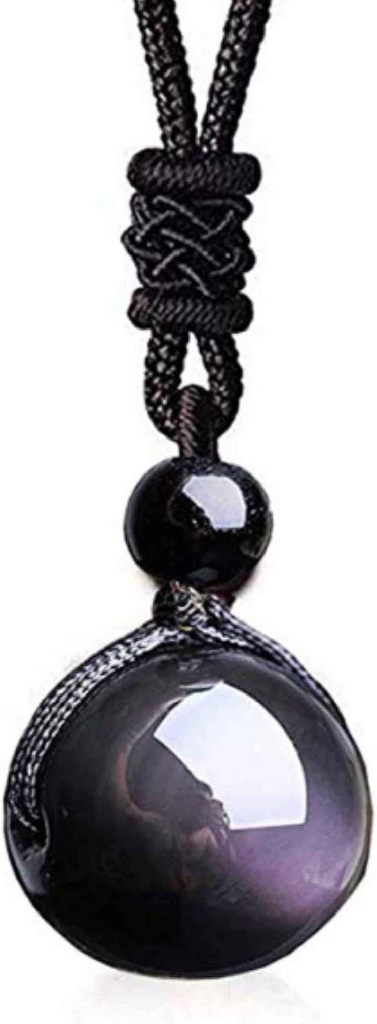Black Obsidian Necklace Obsidian Pendant Obsidian Necklace for Woman Rainbow Obsidian Stone Black Obsidian Pendant