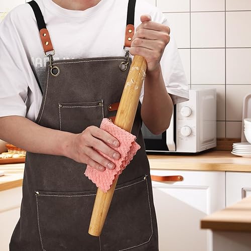 Miniatura 3 de Rodillo francés clásico de madera de bambú para hornear pizza pastel galleta, 15.8 pulgadas Rodillo francés de bambú