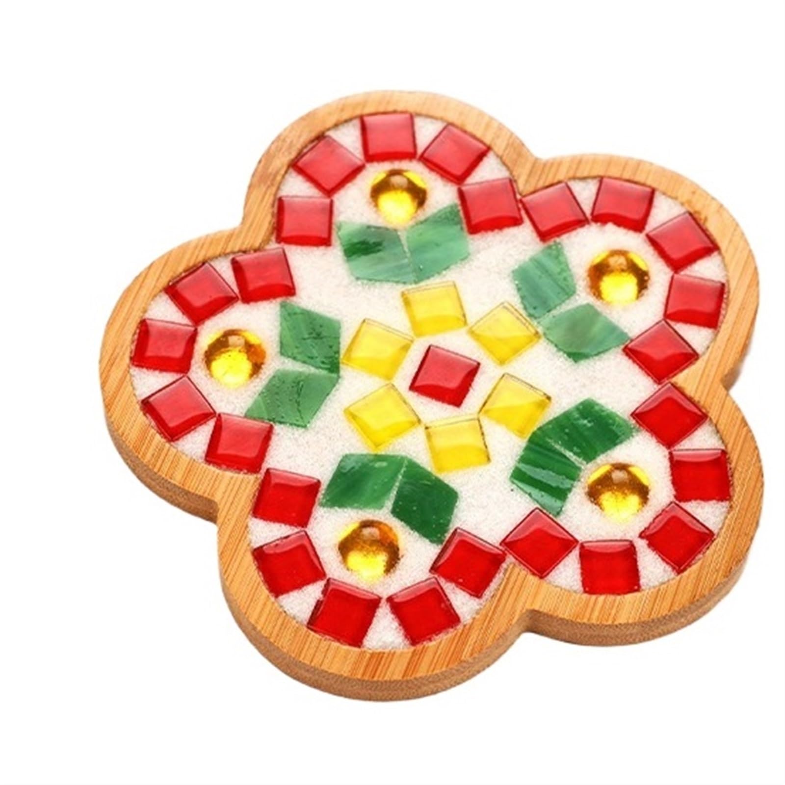 MTADSBKFP Mixed Colour Stained Glass Mosaic Tiles, Ceramics Multicolor Mosaic Tiles DIY Kit with Tools(Flower11.5x11.5rgy)