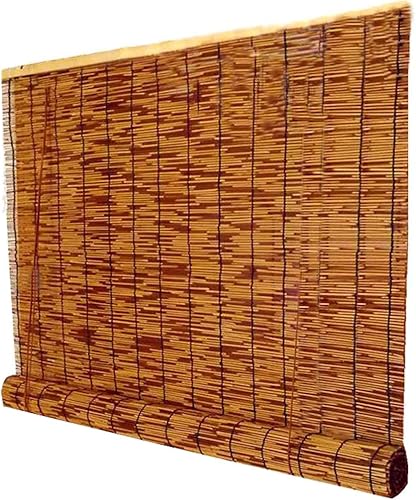 KDDEON Persianas enrollables de bambú natural tejidas a mano, cortinas de caña de carbonización retro, persianas de separación para levantamiento de