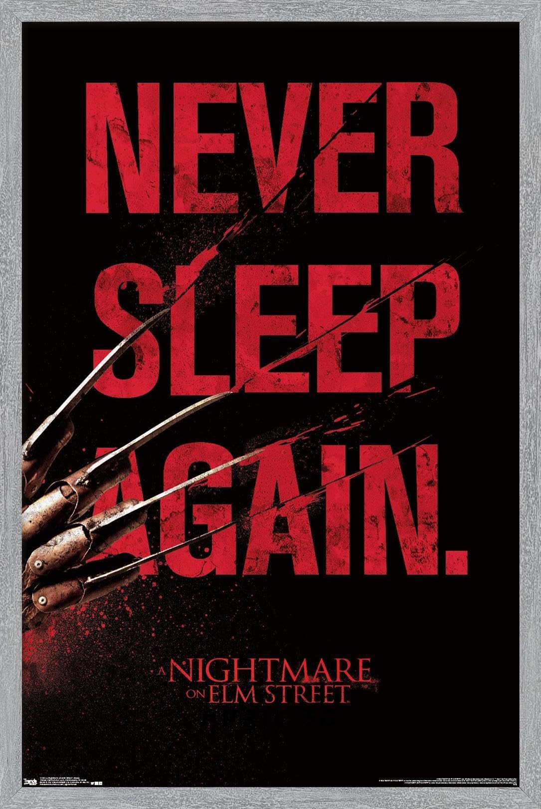 A Nightmare on Elm Street - Sleep Wall Poster, 22.4L" x 14.7W", Gray Framed Version