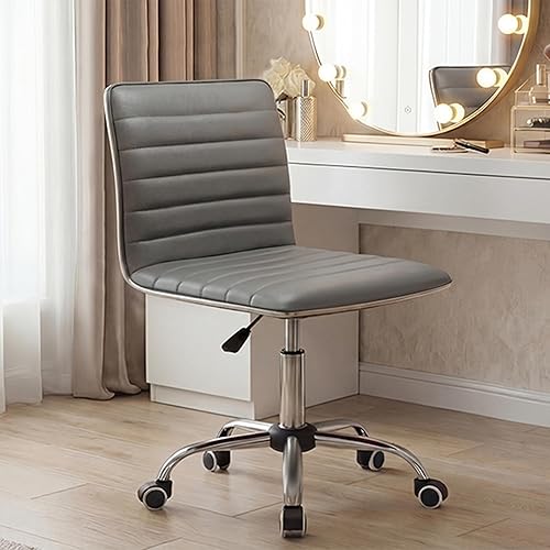 Vista 10 de Furmax Silla de Tocador de Respaldo Medio para Sala de Maquillaje, Escritorio de Computadora Giratorio de Cuero PU de Respaldo Bajo, Silla de Tarea