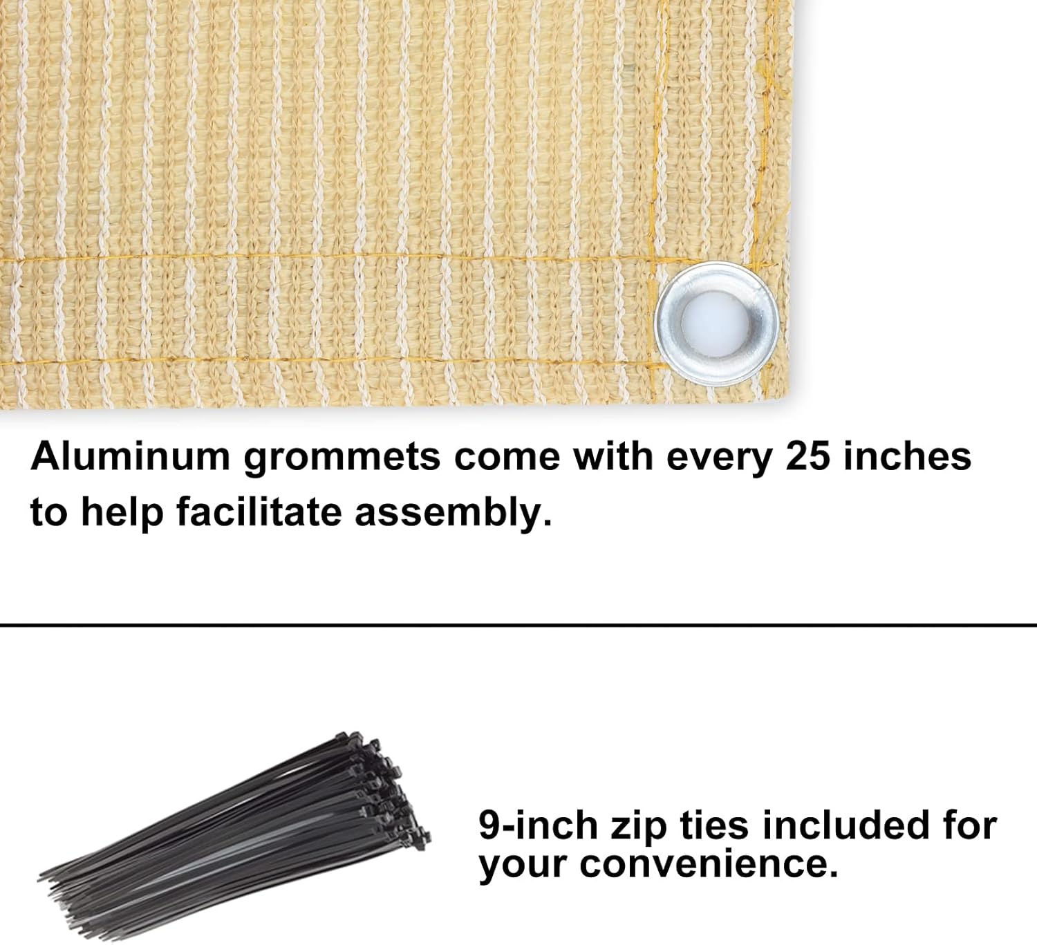 3' x 5' Beige Fence Screen Balcony Privacy Screen Shade Netting Mesh Cloth with Grommets for Apartment, Patio, Backyard, Porch, Railing - Customized Size