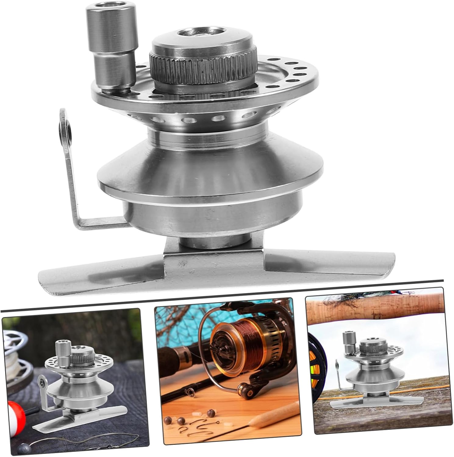 Abaodam Ice Fishing Reel Single Rocker Arm Fly Fishing Tool Metal Fly Reel Aluminum Fly Fishing Reel Ice Fishing Gear