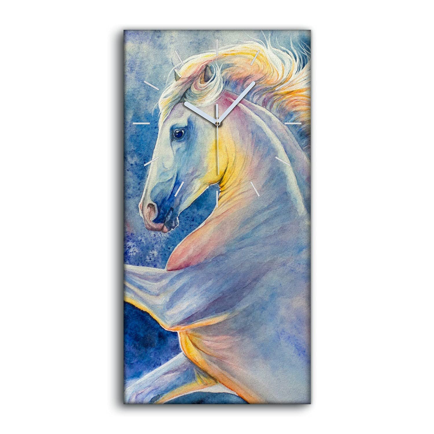 Art Mural Horloge sur Toile Grand Cheval Coloré de Qualité Supérieure 30x60cm Coloray