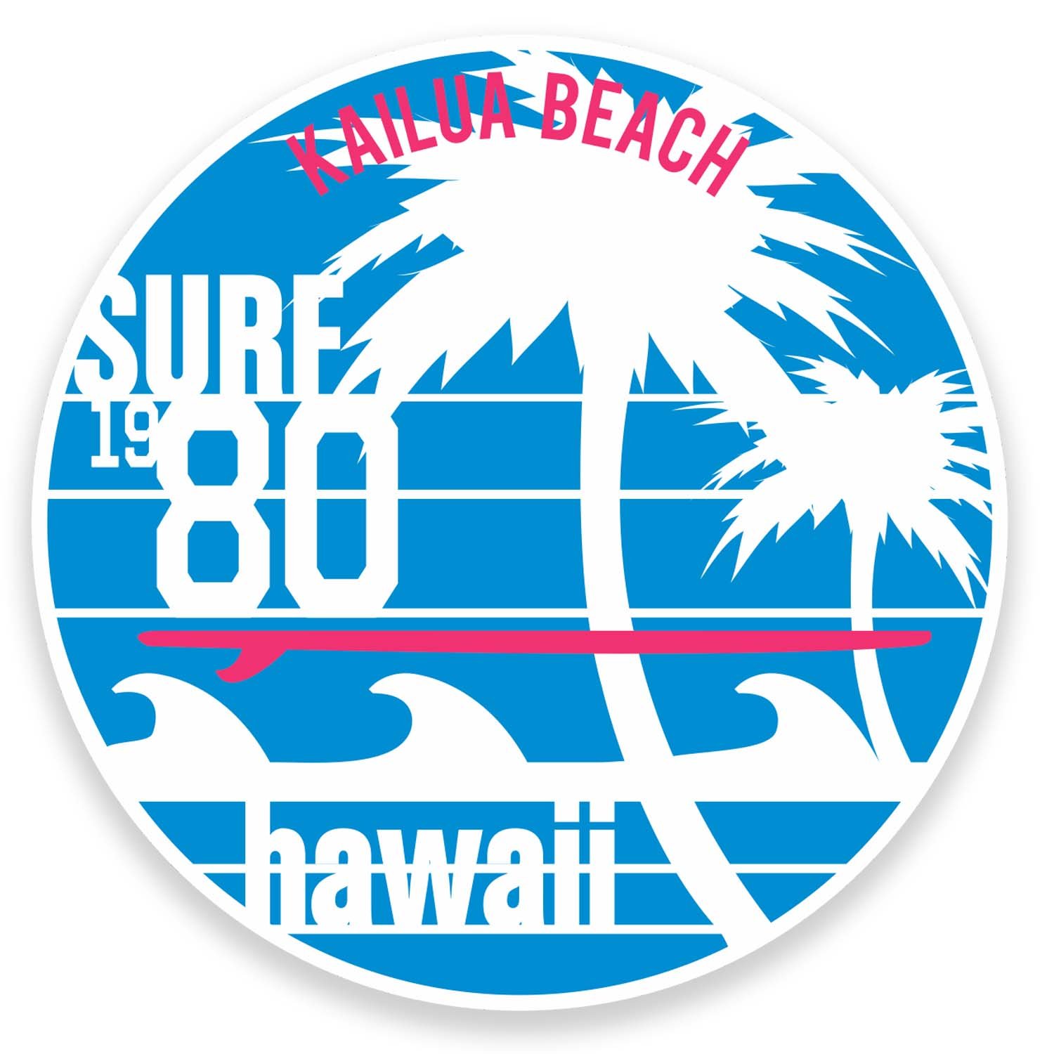 Destinationvinyl Multi 2 X 10Cm Hawaii Kailua Beach Surf Vinyl Sticker Decal Laptop Car Travel #9119 (10Cm Wide X 10Cm High)
