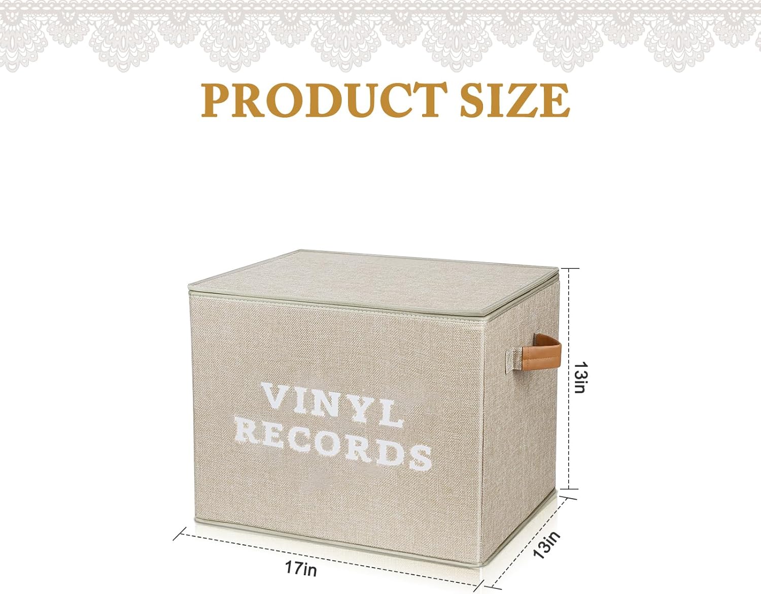 Lukeline Vinyl Record Storage Box, Decorative Moving Box for Records with Handles,LP Record Storage Holds up 100+ Records for Living Room, Study, Concert Hall or Office
