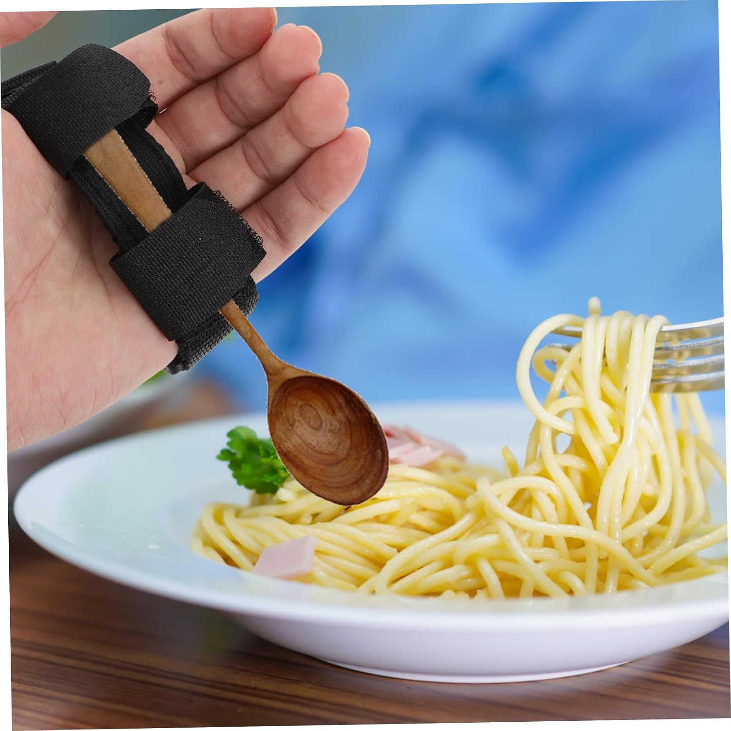 Homoyoyo 2pcs Oxford Spoon Fixing Strap for Eating Assistance Adaptive Utensil Holder for Disabled Elderly Lightweight for Independent Dining