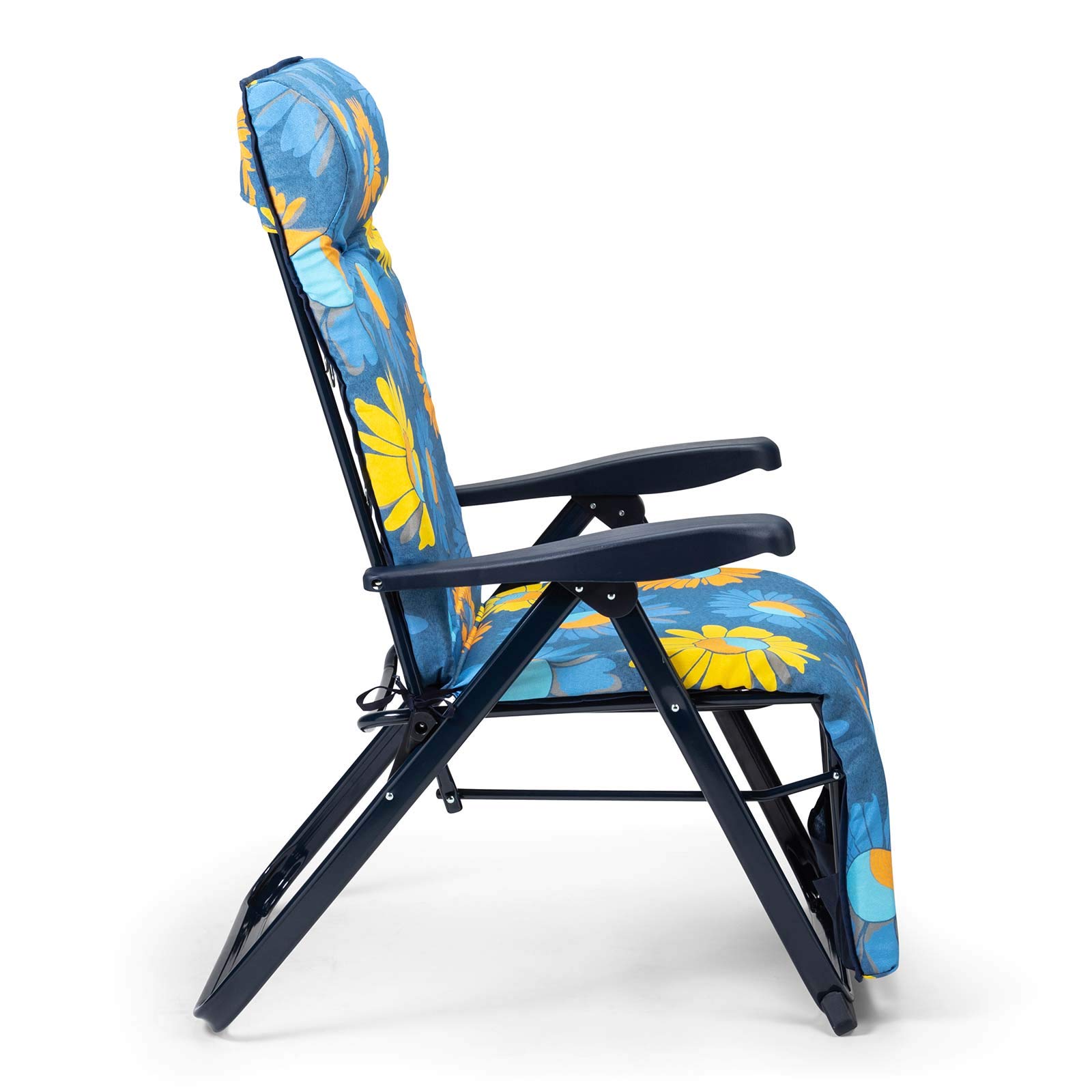 Chaise Longue Pliante de Jardin rembourrée 86 x 62 x 114 cm 6 Positions avec tête Anatomique Tissu Lavable et Pieds stabilisateurs pour Plus de sécurité