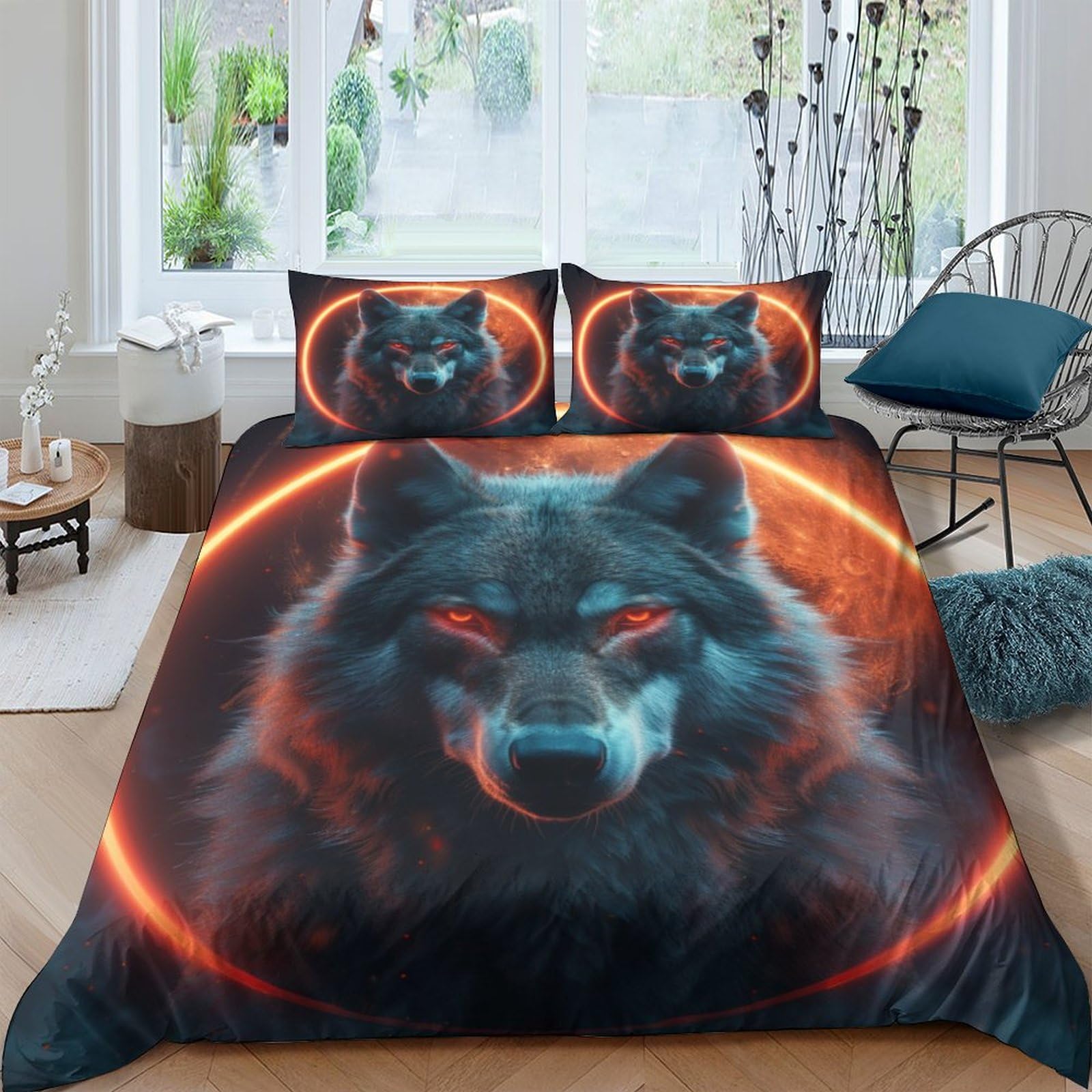 BARDYS Wolf Duvet Cover Comforter Covers Quilt Cover for Boys Girls 3D Printed Wild Animals with Pillow Cases Soft Microfiber Bedding Set with Zipper Closure 3 Pieces King（220x240cm）