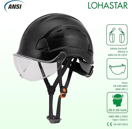 Miniatura 2 de Hard Hats Construction Safety Helmet, LOHASTAR Adjustable Vented Work Helmet ANSI Z89.1 Approved OSHA Hard Hat with Chin Strap for Industrial