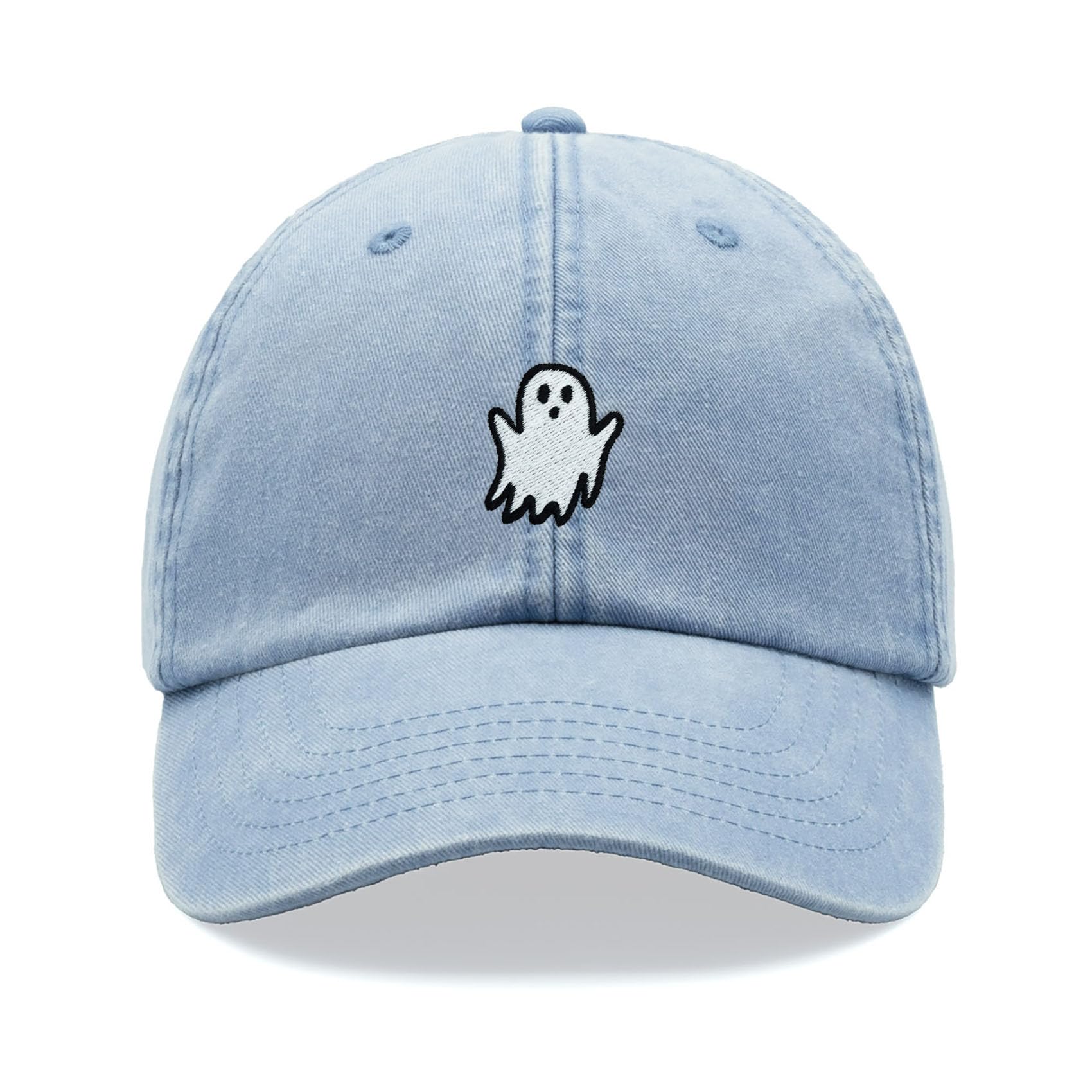 Cap Base Unisex Light Blue Ghost Baseball Cap Vintage Washed Dad Hat Adjustable