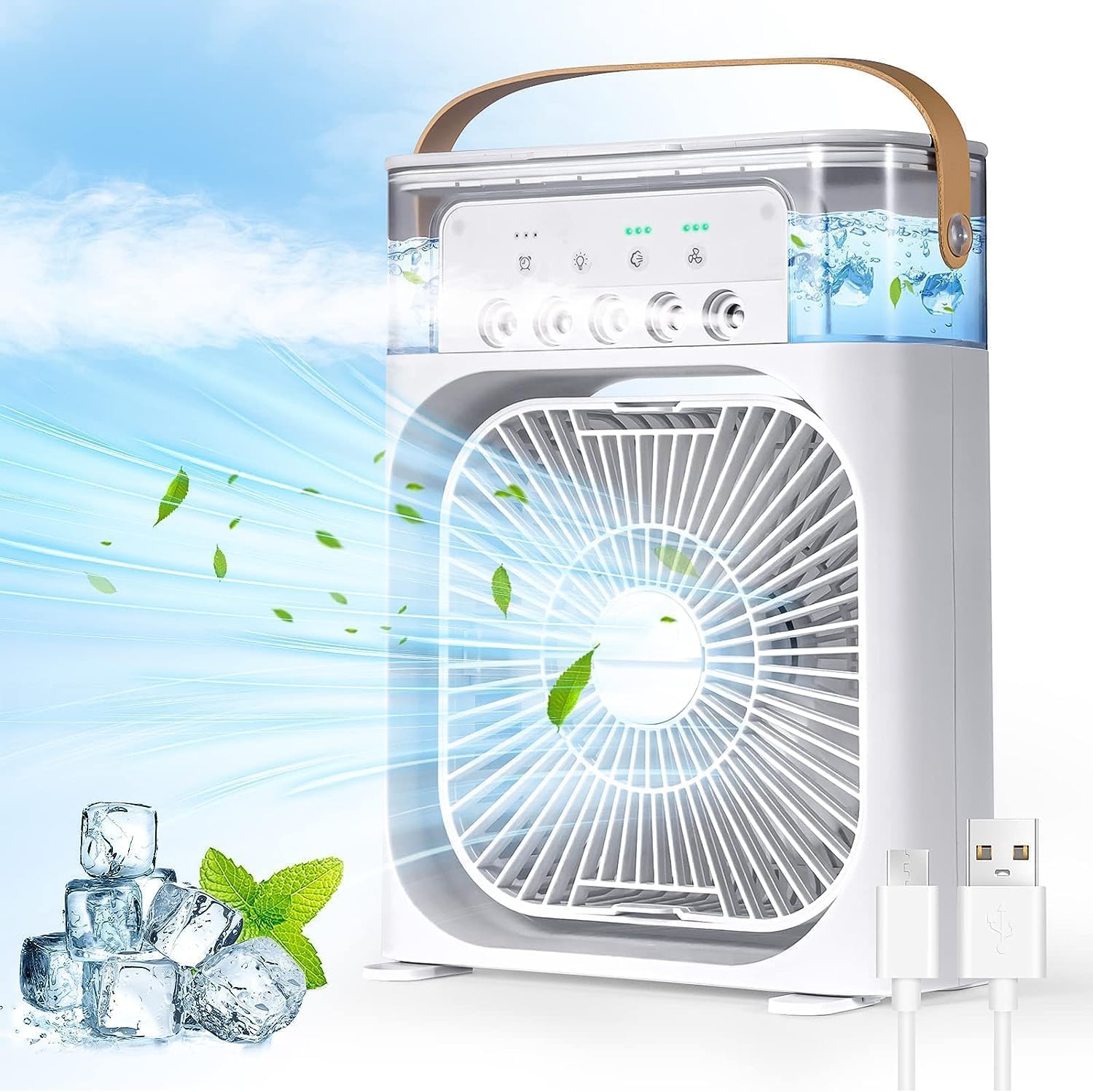 Wtrtr Portable Air Conditioners,700ml Mini Evaporative Cooler,USB Personal Conditioner with 7 LED Lightï¼ŒAC Cooling Fan for car Home Office Room