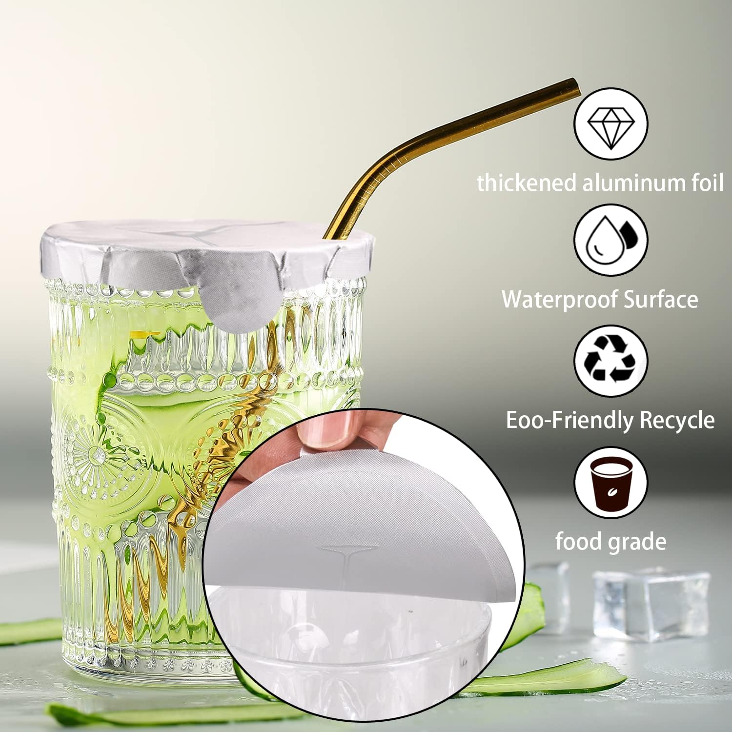 Drink Protection Cap 100 Pack,drink covers for alcohol protection，Universal Cup Lidfor wine glasses and tumblers. Easy to carry, night out, bar, party, (100 Pack)