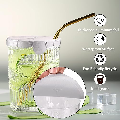 Miniatura 2 de Tapa de protección de bebidas, fundas para bebidas para protección contra el alcohol, calcomanías herméticas desechables de aluminio para copas